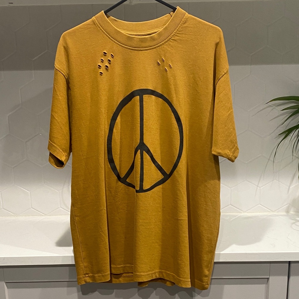 Mustard Yellow Short Sleeve Peace Sign Graphic Tee